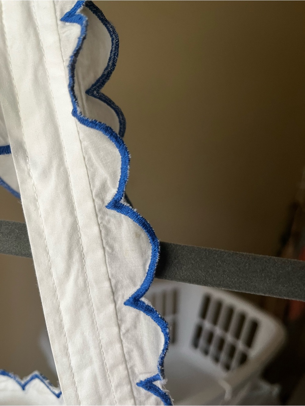 Anthropologie White with Blue Floral Embroidery - Picture 8 of 9